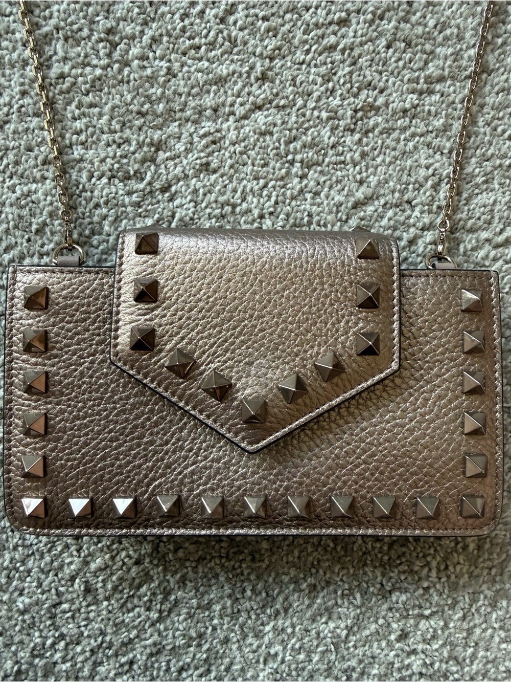 Valentino Metallic Bronze Rock Stud Crossbody Bag